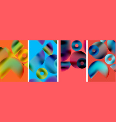 Set Of Colorful Posters With Round Geometric