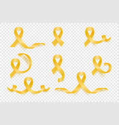 3d Realistic Yellow Ribbon Set Sarcoma