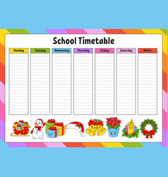 School Schedule Timetable For Schoolboys Empty