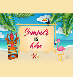 Summer Is Here Lettering With Tribal Mask