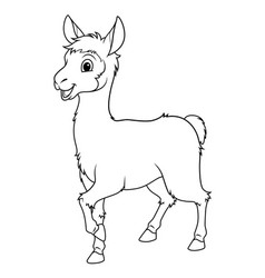 Little Llama Cartoon Animal Bw