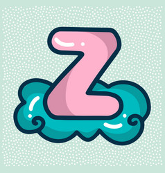 Unicorn Font Pink Letter Z On Cloud