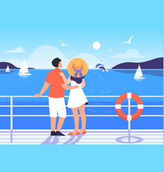 Back View Of Couple On Deck Of Cruise Ship