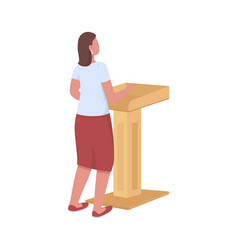 Female Speaker Behind Podium Semi Flat Color