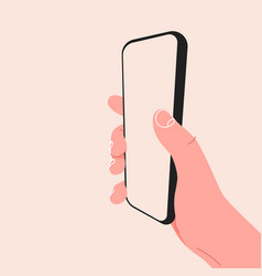 Hand Holding Mobile Smart Phone With Blank Screen