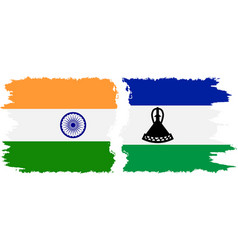 Lesotho And India Grunge Flags Connection