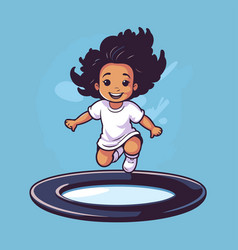 Little African American Girl Jumping From A Pool