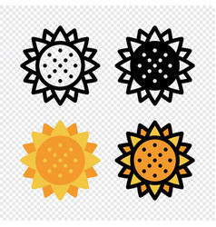 Sunflower Icon Set Colorful Cartoon