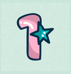 Unicorn Font Pink Number 1 With A Star