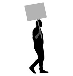 Man Protester With Transparent In Hand Silhouette