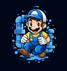 Plumber With A Pipe On Dark Background