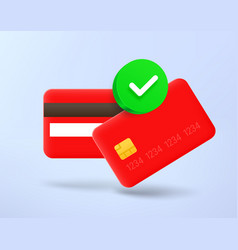 Red Credit Cards With Green Checkmark 3d Icon