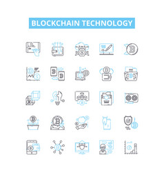 Blockchain Technology Line Icons Set