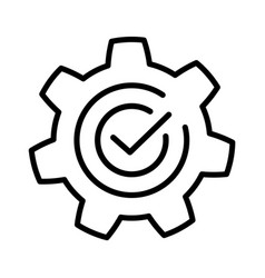 Cogwheel With Check Icon In Flate Gear With Tick