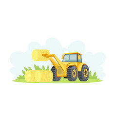 Yellow Tractor Hay Baler Agricultural Farming