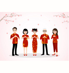 Chinese People Cartoon Character Greeting