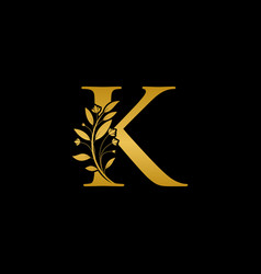 Golden Floral Letter K Logo Icon Luxury Alphabet