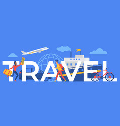 Travel Word Concept Cartoon Traveler Running