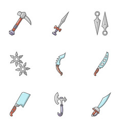 Steelmaking Weapon Icons Set Cartoon Style