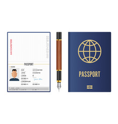 Realistic International Passport And Fountain Pen