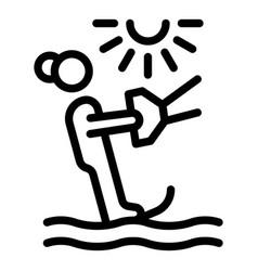 Girl Water Ski Icon Outline Sea Fun