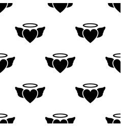 Heart With Wings And Halo Seamless Pattern