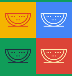 Pop Art Line Watermelon Icon Isolated On Color