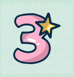 Unicorn Font Pink Number 3 With A Star