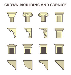 Crown Moulding And Cornice Decoration Icon Set