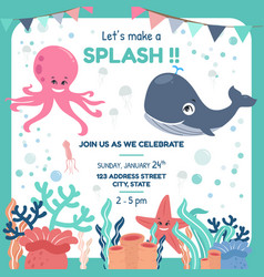 Ocean Animals Themed Party Invitation Card