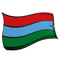 Painted Karelia Flag Waving In Wind