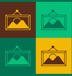 Pop Art Picture Landscape Icon Isolated On Color