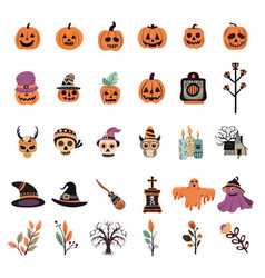 Set Of Cute Halloween Design Elements Collection