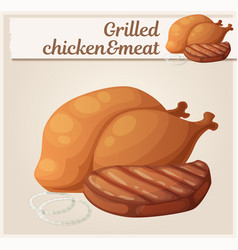 Grilled Chicken And Meat Cartoon