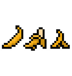 Pixel Yellow Bananas - Isolated 8 Bit Pack