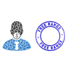 Blue Scratched Free Range Badge And Hush Money