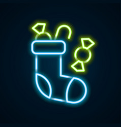 Glowing Neon Line Christmas Stocking Icon