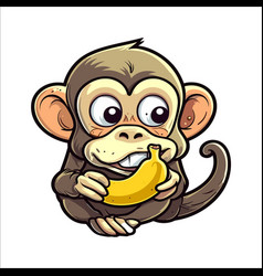 Monkey Eat Banana Sticker Element