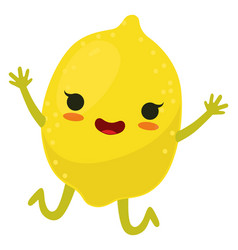 Jumping Lemon Character Kawaii Fruit Cartoon