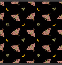 Moon Moth Seamless Pattern Cute Night Butterfly