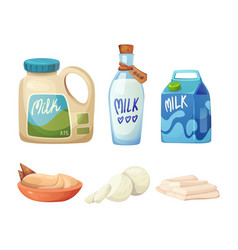 Dairy Products Set - Milk In Package And Cheese