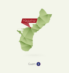 Green Gradient Low Poly Map Guam With Capital