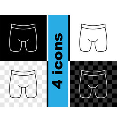 Set Line Cycling Shorts Icon Isolated On Black And