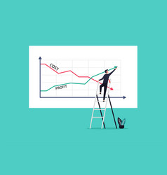 Businessman Drawing Graphs Profit Vs Cost