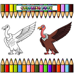 Cartoon Vulture Waving Wings For Coloring Book