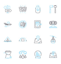 Walking Linear Icons Set Hiking Strolling