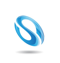 Blue Abstract Oval Curvy Letter S Icon