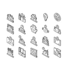 Green Building City Eco Office Isometric Icons Set