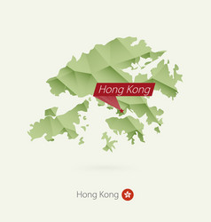 Green Gradient Low Poly Map Hong Kong