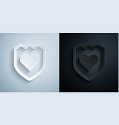 Paper Cut Immune System Icon Isolated On Grey And